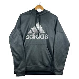 Adidas ClimaWarm Pullover Hooded Sweatshirt Mens Large Dark Green Classic‎ Logo